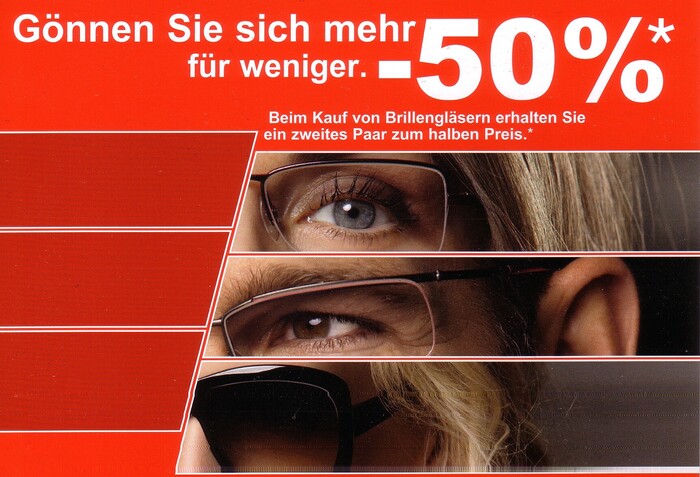 50% auf Zweitbrillengläser
